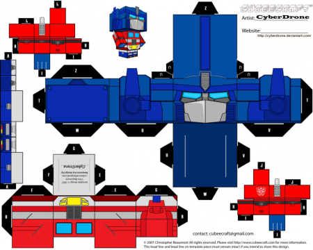 Transformers Papercraft Optimus Prime