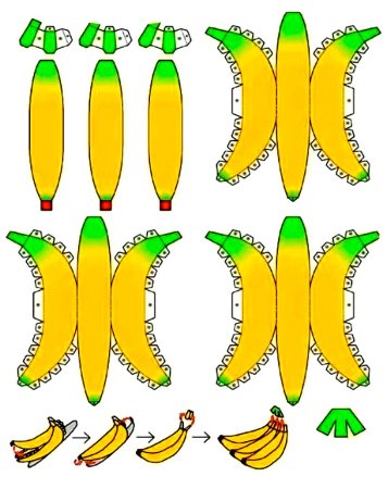 Банан из бумаги объемный