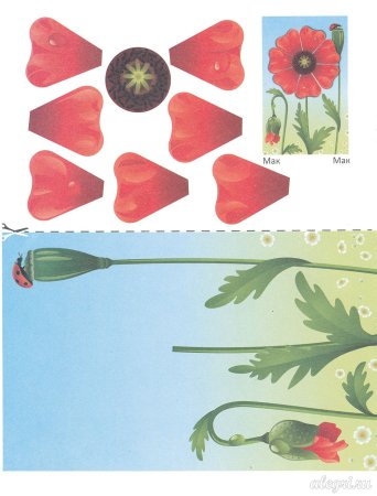 Аппликация маки из бумаги