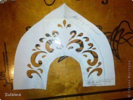 Кокошник Снегурочки трафарет