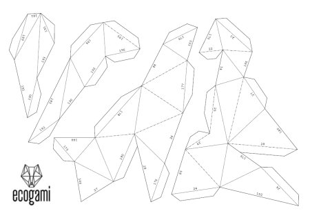Фигура единорога из бумаги