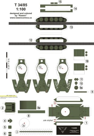 Т 34 85 из бумаги развертка