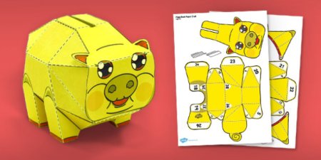 Развертка копилки из бумаги