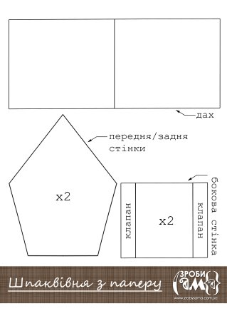 Выкройка скворечника из картона с размерами