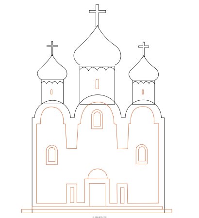 Поэтапное рисование церкви