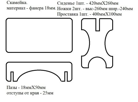 Карандашница скамейка чертеж