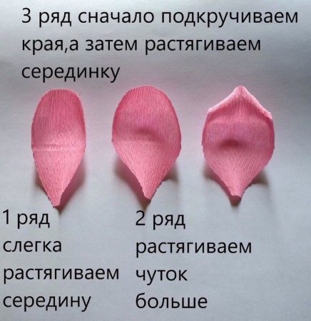 Лепестки роз из гофрированной бумаги