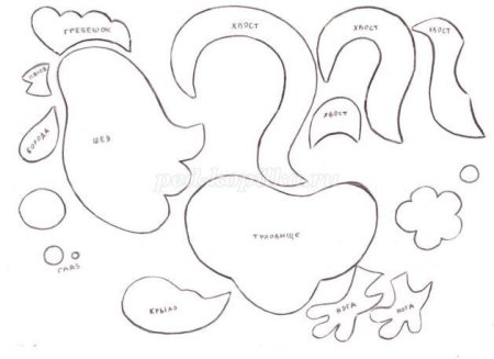 Петушок шаблон для аппликации