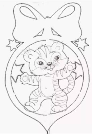 Трафареты на окна новогодние Тигренок