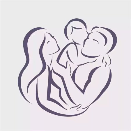 Силуэт семья с младенцем