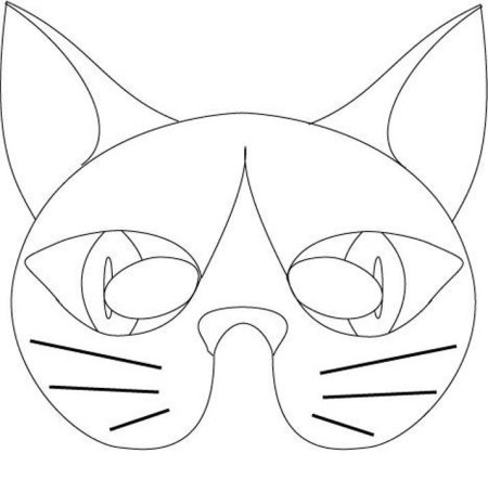 Трафареты маски кота для лица из бумаги (48 фото)