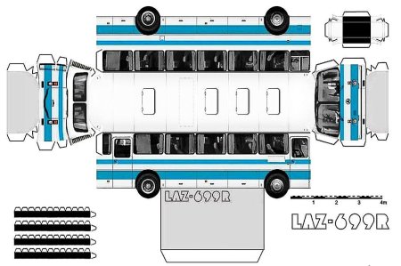 ЛАЗ 52523 из бумаги развертка