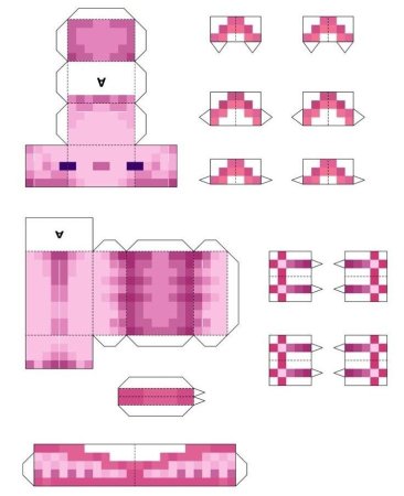 Паперкрафт майнкрафт аксолотль