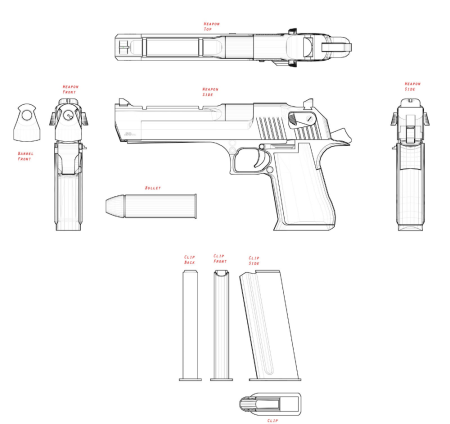 Desert Eagle чертеж с размерами
