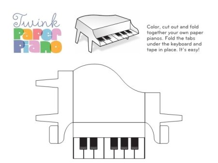 Макет пианино из картона