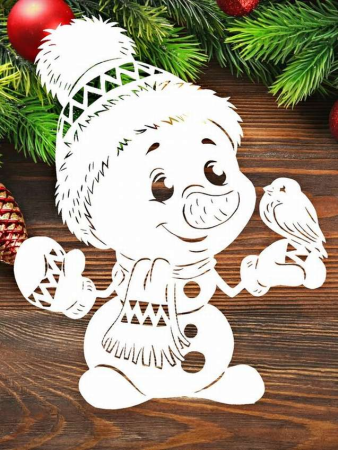 Снеговик трафарет для вырезания на окно