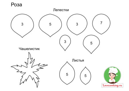 Трафарет лепестков розы
