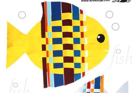 Плетеная рыбка из бумажных полосок