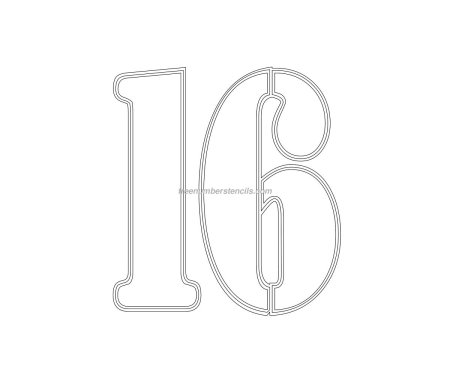 Цифра 16 трафарет