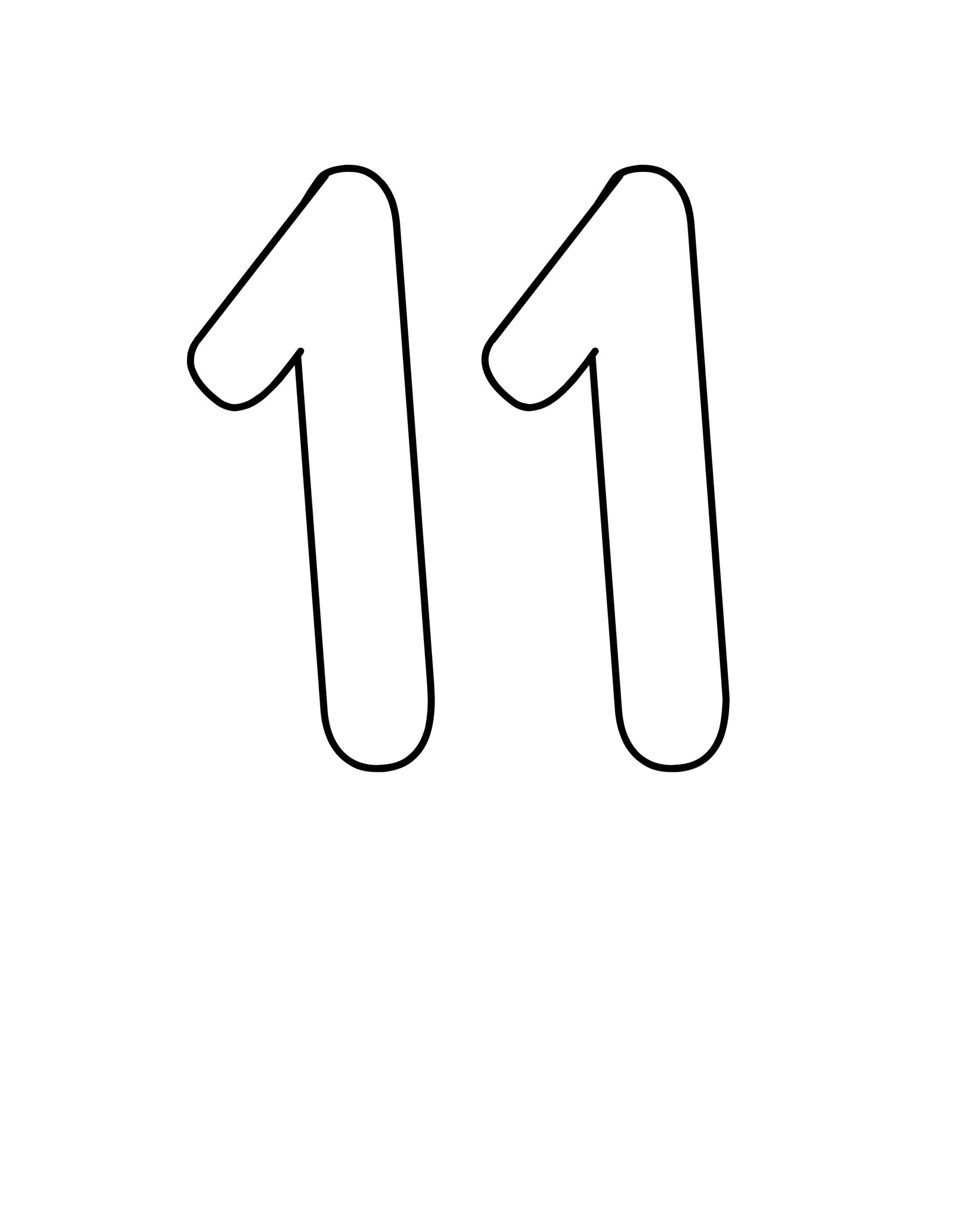 11. Цифра 11. Цифра 11 раскраска. Одиннадцать цифра. Цифра 11 трафарет.