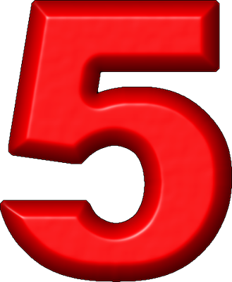 Цифра 5 синяя