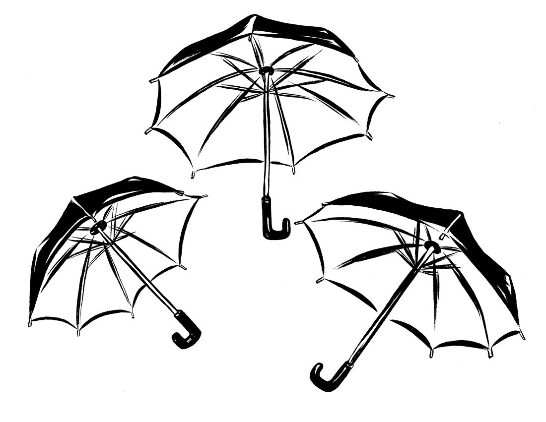 Два зонтика. Зонт три слона 7105. Зонт силуэт. Зонтик черно белый. Рисование зонт.