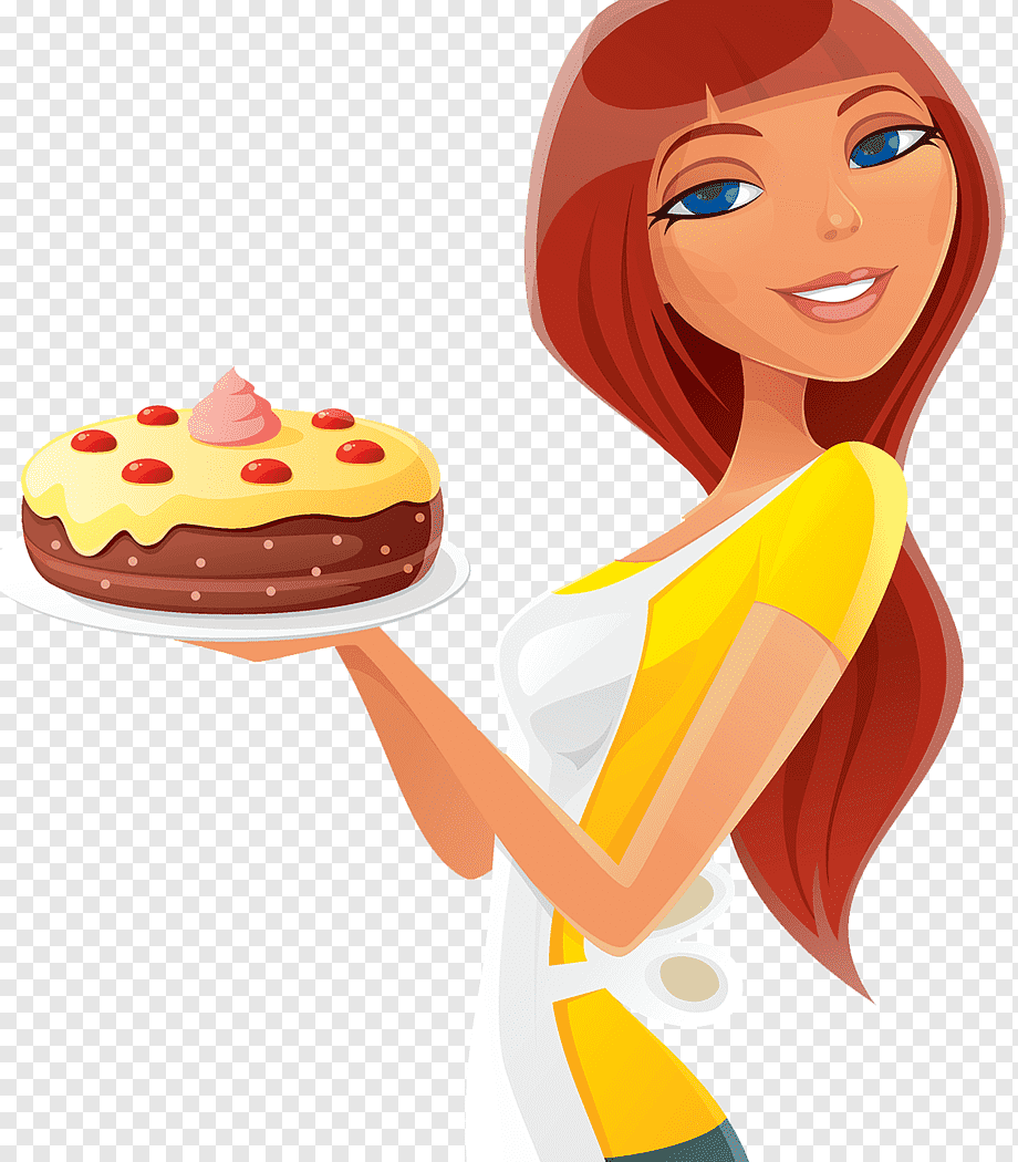 Мама печет торты. Девушка с пирогом. Кондитер мультяшный. Торт для женщины. Торт для девушки.