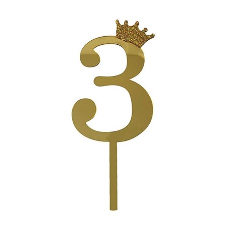 Топпер цифра 8 с короной золото 8