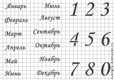 Цифры и месяцы для вечного календаря
