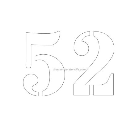 Цифра 52 трафарет