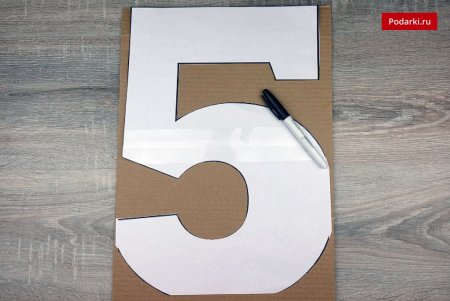 Цифра 5 из картона объемная