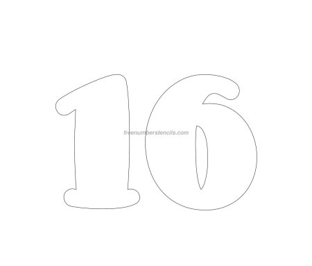 Цифра 16 трафарет