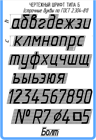 Буквы по ГОСТУ Инженерная Графика