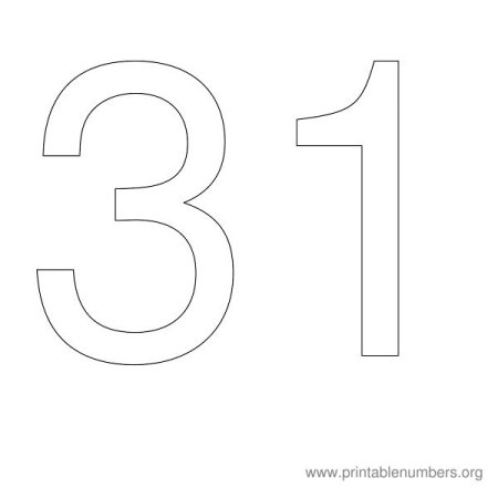 Цифра 31 трафарет