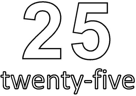 Цифры 25 шаблон