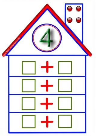 Числовые домики состав числа 4