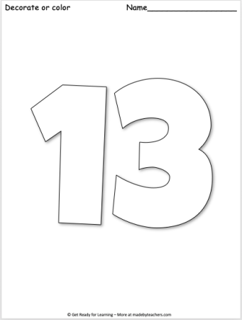 Цифра 13 трафарет