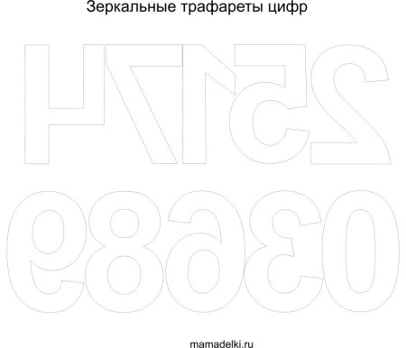 Зеркальное отображение цифр трафарет