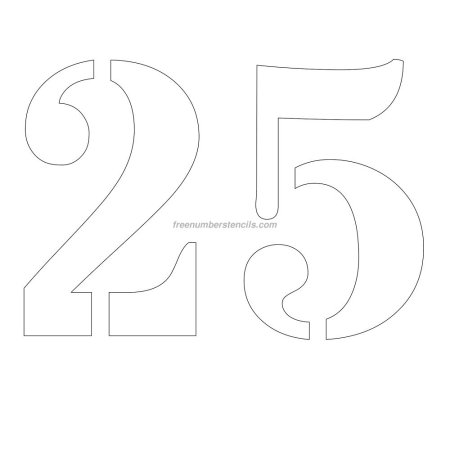 Трафарет цифр 25 для вырезания