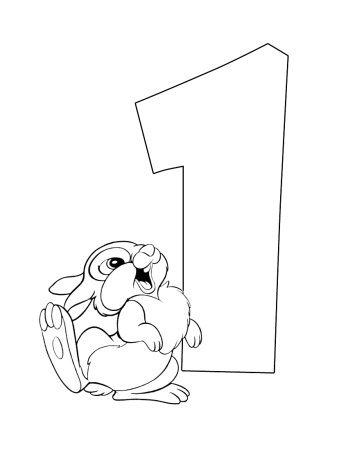 Цифра 1 для раскрашивания для детей