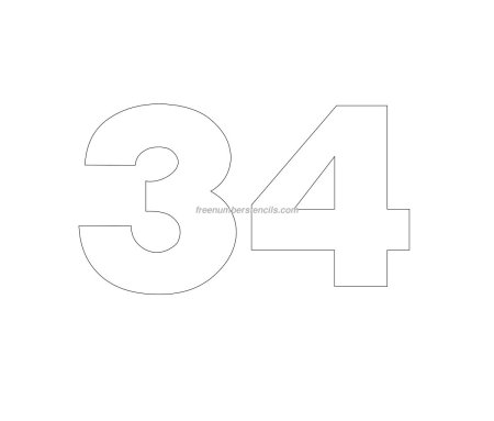Цифра 34 трафарет