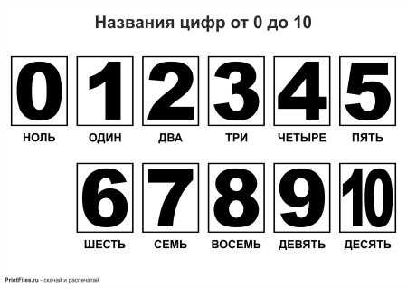 Числовые карточки от 1 до 10