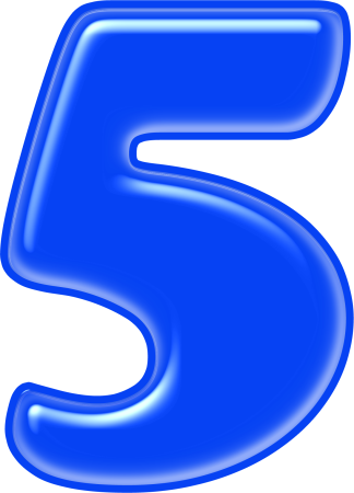 Цифра 5 синяя