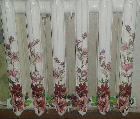 Декупаж батарей отопления салфетками