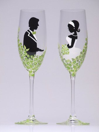 Трафарет для свадебных бокалов