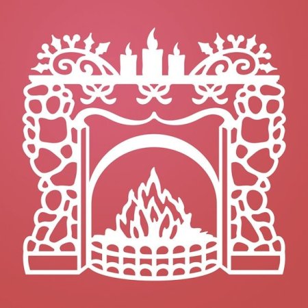 Вытынанка камин новогодний