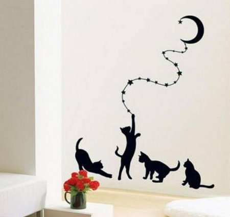 Трафареты кошек для декора стен