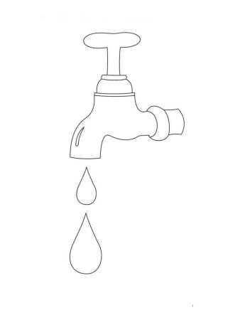 Раскраска кран с водой для детей
