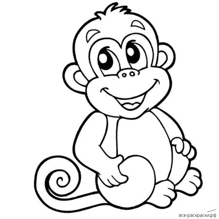 Веселая обезьянка раскраска