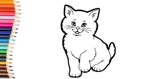 Контур котенка для рисования